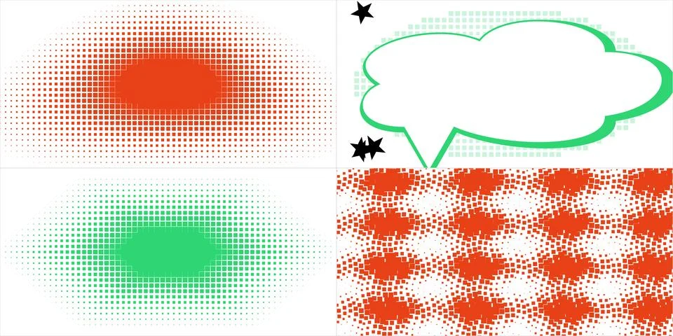 Comic Book Style Halftone Patterns and Speech Bubble Graphic Design Element.. Ilustración de archivo