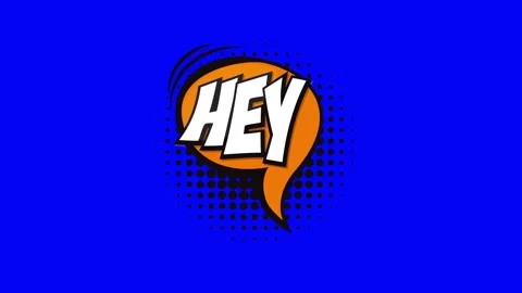 Comic book style Hey speech bubble animation on a blue background 스톡 동영상 346724840