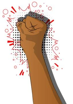 Comic book style power strength fist Fight for your rights. Cartoon vector il Ilustração Stock