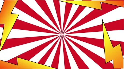 Comic book style red and white sunburst background with yellow lightning bolt Vidéo 346724881