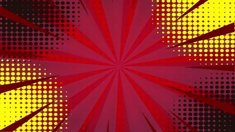 Comic book style red and yellow sunburst background with halftone dot pattern Stock Footage 346724887