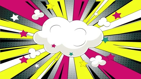 Comic book style speech bubble with yellow sunburst background and copy space Stock Footage 346724941
