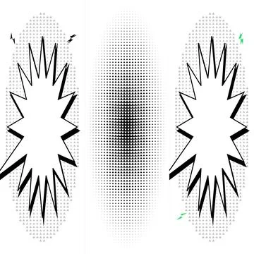 Comic Book Style Speech Bubble Graphic Design Elements with Halftone Patter.. イラスト素材