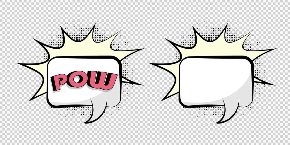 Comic book style speech bubbles with pow text and blank space for customiza.. Stock Illustration