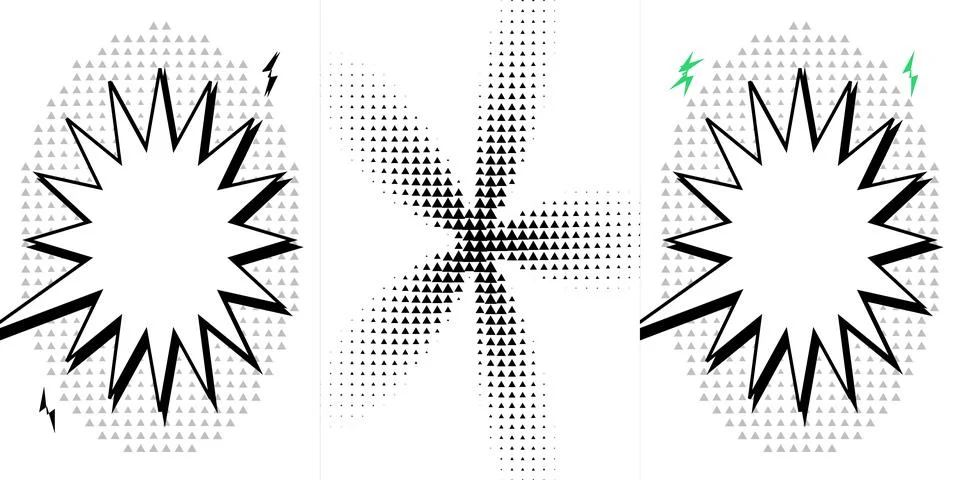 Comic Book Style Speech Bubbles and Halftone Graphic Elements Set for Desig.. イラスト素材