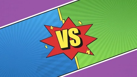 Comic Book Style Versus Background With Blue And Green Split Screen. Stock Footage 341775276