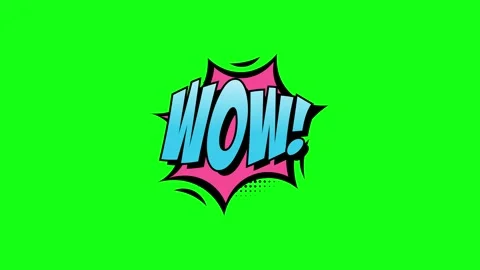 Comic book style Wow text animation isolated on a green screen background Stock Footage 346724952