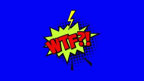 Comic book style WTF speech bubble animation on a solid blue background Stock Footage 346724985