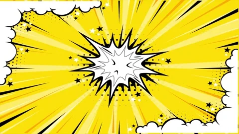Comic book style yellow explosion background with central copy space for text Stock Footage 346724998