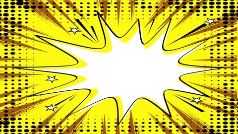 Comic book style yellow explosion background with central white copy space ar Stock Footage 346725004