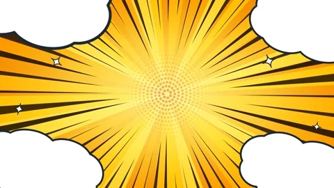 Comic book style yellow sunburst background with speech bubbles. 4K Stock Footage 341847542