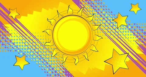 Comic book summer sun animation Stock Footage 277124111