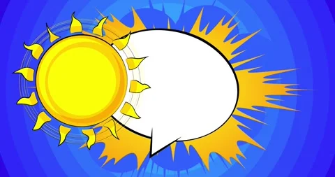 Comic Book Summer Sun with speech bubble Stock Footage 277431579