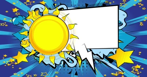 Comic Book Summer Sun with speech bubble video Stock Footage 277431580
