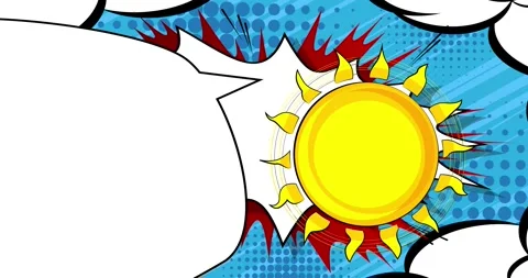Comic Book Summer Sun with speech bubble animation Stock Footage 277431585
