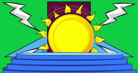 Comic book sun with product podium Stock Footage 277516353