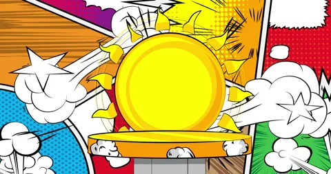 Comic book sun with product podium video Stock Footage 277516372