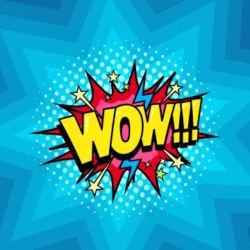 Comic book superhero speech wow surprise bubble background, halftone texture Stock Illustration