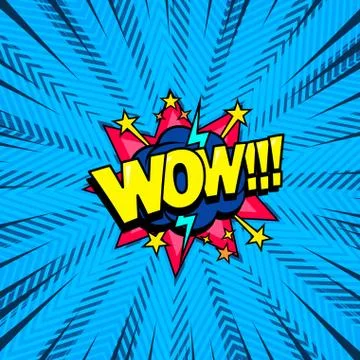 Comic book superhero speech wow surprise bubble background, halftone texture Stock Illustration