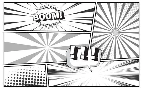 Comic book template for Drawing Stories with halftone effects and speech bu.. Stock Illustration