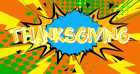 Comic book Thanksgiving word animation Stock Footage 320920650