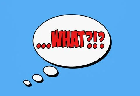 Comic book thought bubble text what question surprise Stock Illustration