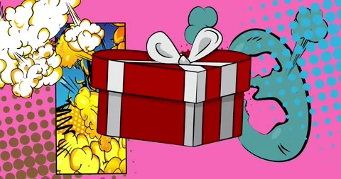 Comic Book Valentine day gift box Stock Footage 299977178