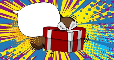 Comic Book Valentine day gift box with speech bubble video Stock Footage 300232894