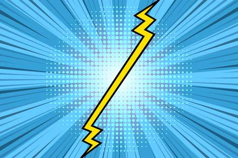 Comic book versus background. Cartoon lightning versus in retro pop art style Illustrazione stock