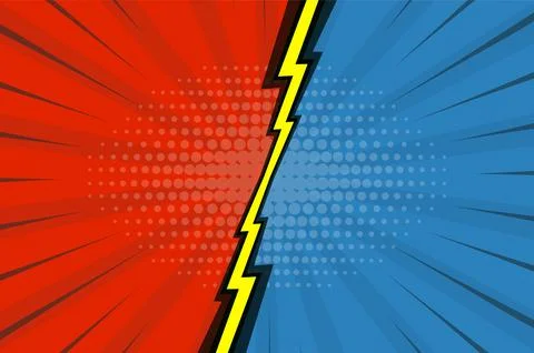 Comic book versus background. Cartoon lightning versus in retro pop art style Stock Illustration