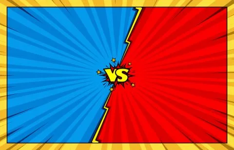 Comic book versus background with speech bubbles, superhero dialog window Stock Illustration
