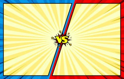 Comic book versus background with speech bubbles, superhero dialog window Stock Illustration