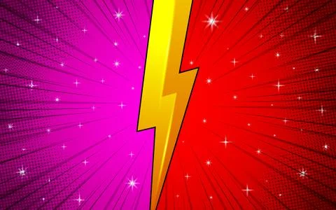 Comic book versus with thunder lightning in the background. Pop art style v.. Stock Illustration