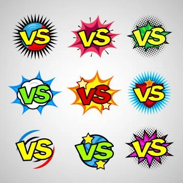 Comic book versus vintage bubble icon set Stock Illustration