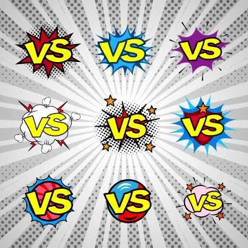 Comic book versus vintage bubble icon set Stock Illustration
