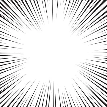 Comic book white and black radial lines background. Superhero action, explosi Stock Illustration