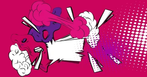 Comic Book white and purple animated cartoon Stock Footage 303389980
