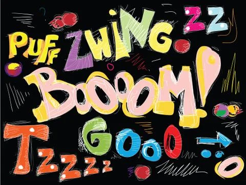 Comic book words collection Stock Illustration