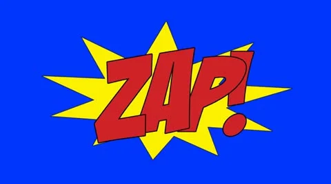 Comic Book ZAP Speech Bubble on a Green Screen Background Stock Footage 14124293