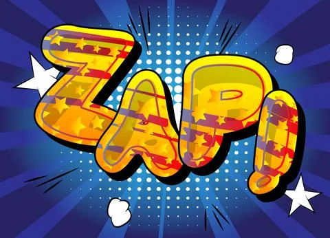Comic book Zap word effect on bright  abstract background. Vector cartoon ill 스톡 일러스트