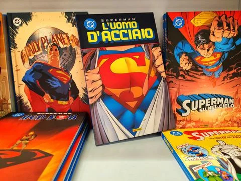 Comic books about the famous comic book character Superman Stock Photos