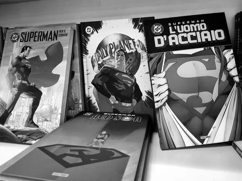 Comic books about the famous comic book character Superman Stock Photos