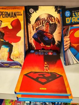 Comic books about the famous comic book character Superman Stock Photos