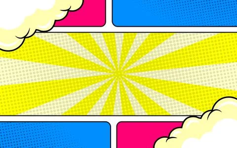 Comic books dialog bubbles. Cartoon book superhero scrapbook page template,.. Stock Illustration