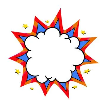 Comic boom balloon. Empty blue and red bang speech bubble in Pop Art Style Stock Illustration