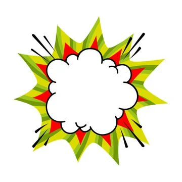 Comic boom balloon. Empty green and red bang speech bubble in Pop Art Style Stock Illustration