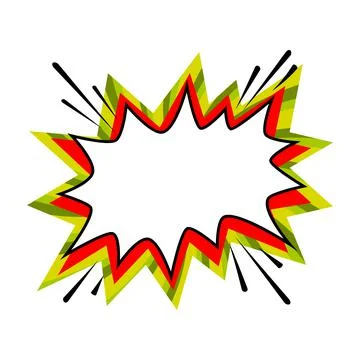Comic boom balloon. Empty green and red bang speech bubble in Pop Art Style Stock Illustration