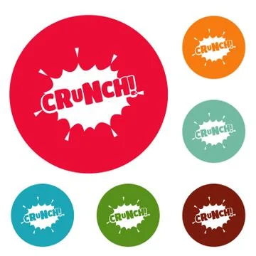 Comic boom crunch icons circle set vector Stock Illustration