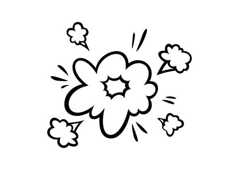 Comic boom effect clouds. Set of explosion bubbles and smoke. Vector Illustrazione stock
