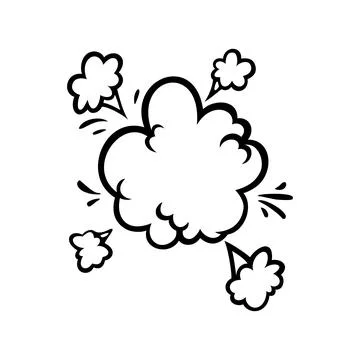 Comic boom effect clouds. Set of explosion bubbles and smoke. Vector Illustrazione stock